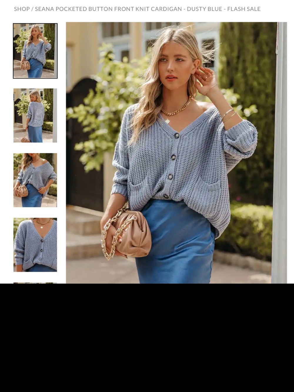 VICI Dusty Blue Pocketed Button-Front Knit Cardigan (Never Worn)